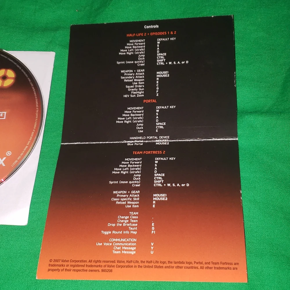Orange Box for PC Disc 1 and 2 plus quick reference card
